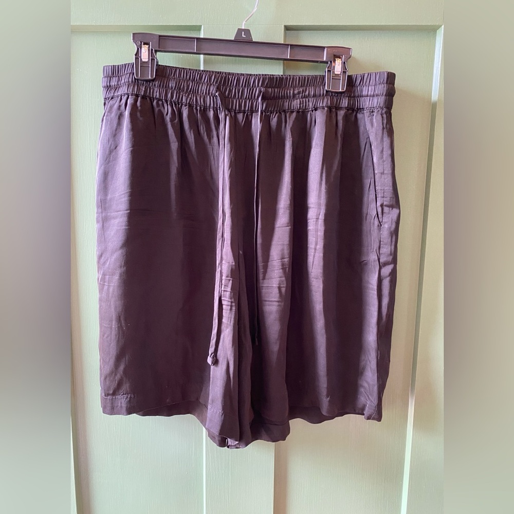 Loft black satin-feel drawstring shorts